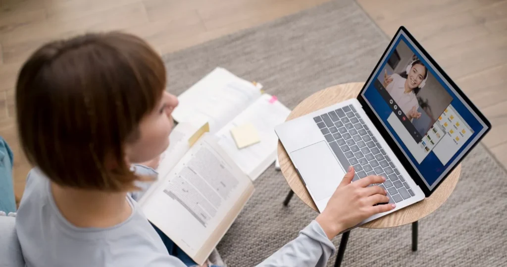 a woman benefitting from online education