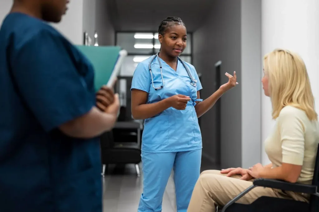 Health Care Assistant is working
