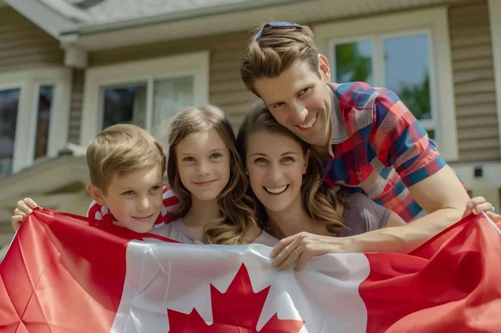 a family celebrating Canada Day