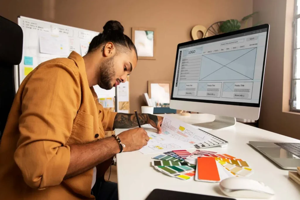 a man doing a diploma in graphic design program