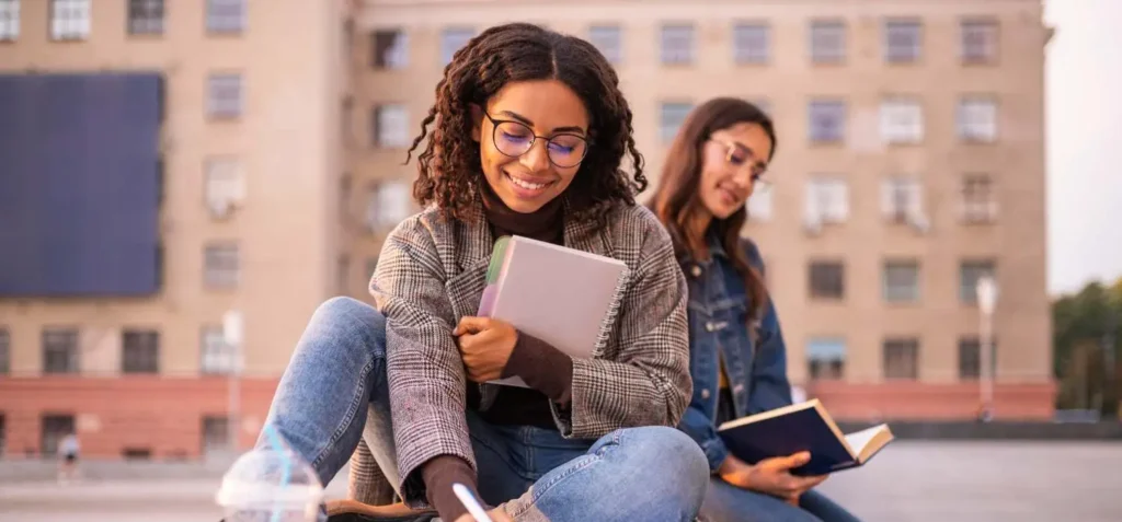 International students are studying together