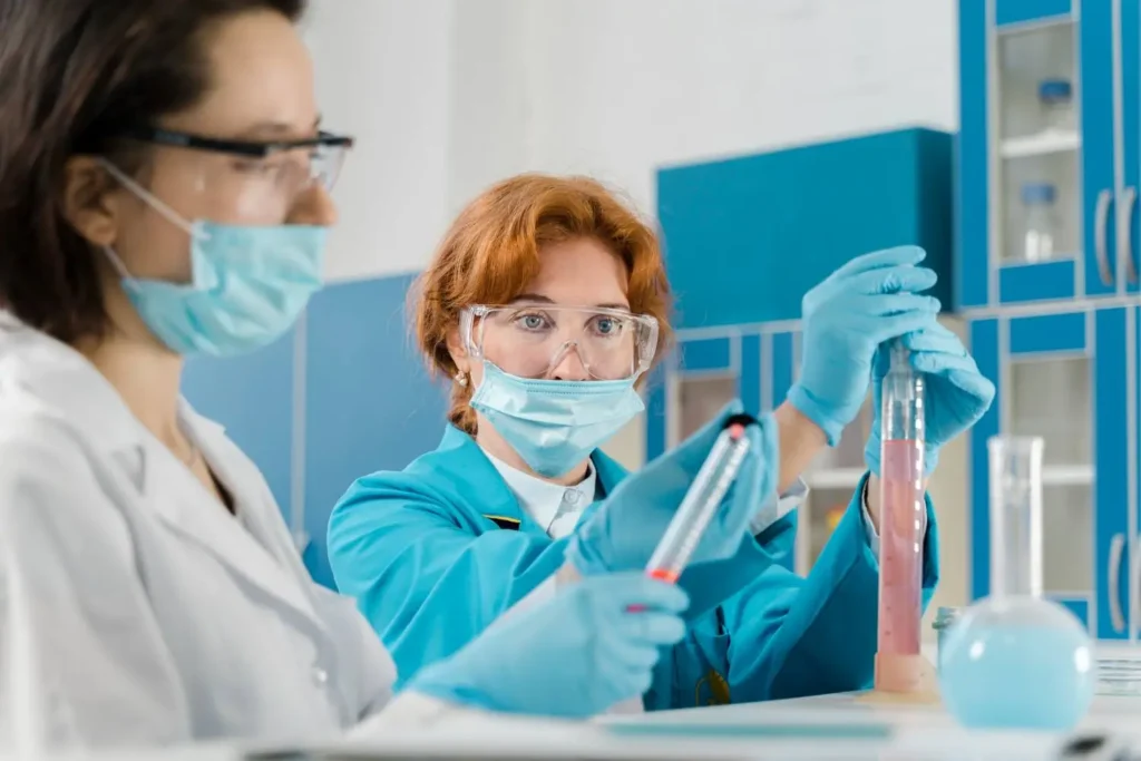 a medical laboratory assistant working in a lab in Canada