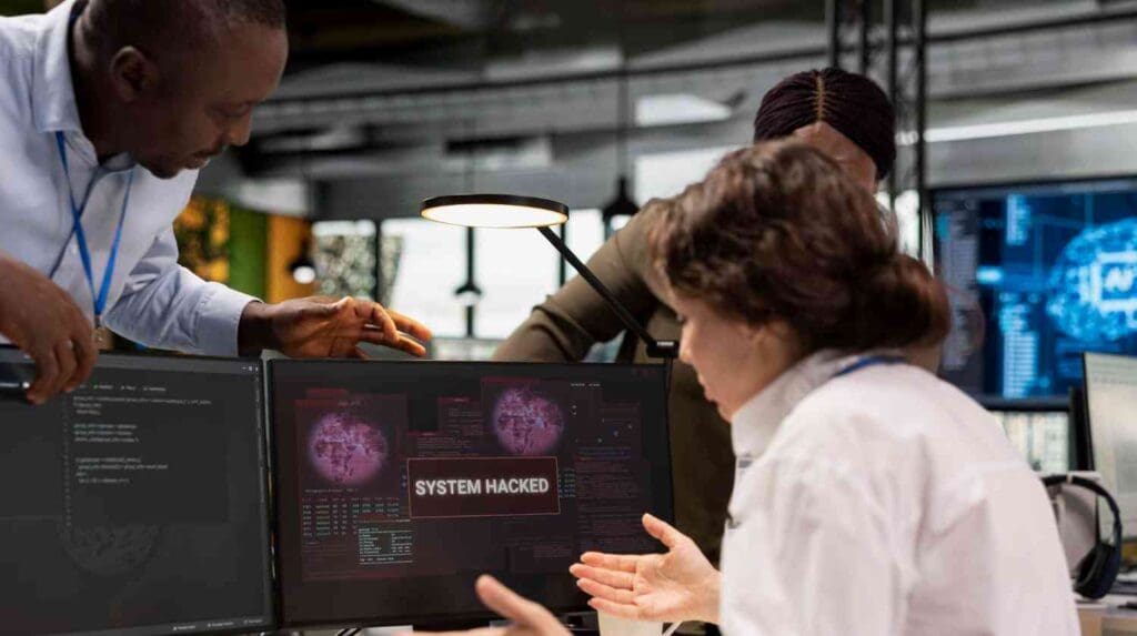 i woman i shocked to see her computer is hacked in her office